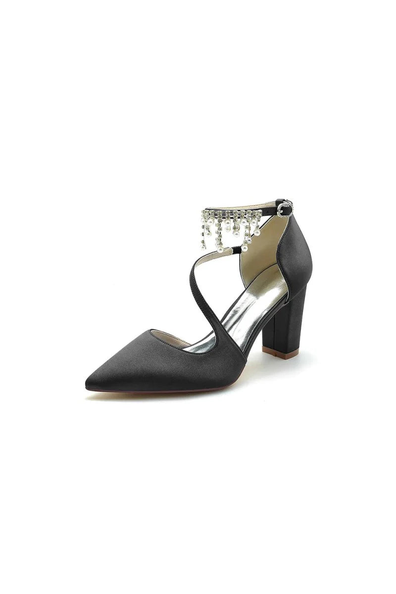 Pearl Tassel Block Heel Sandals