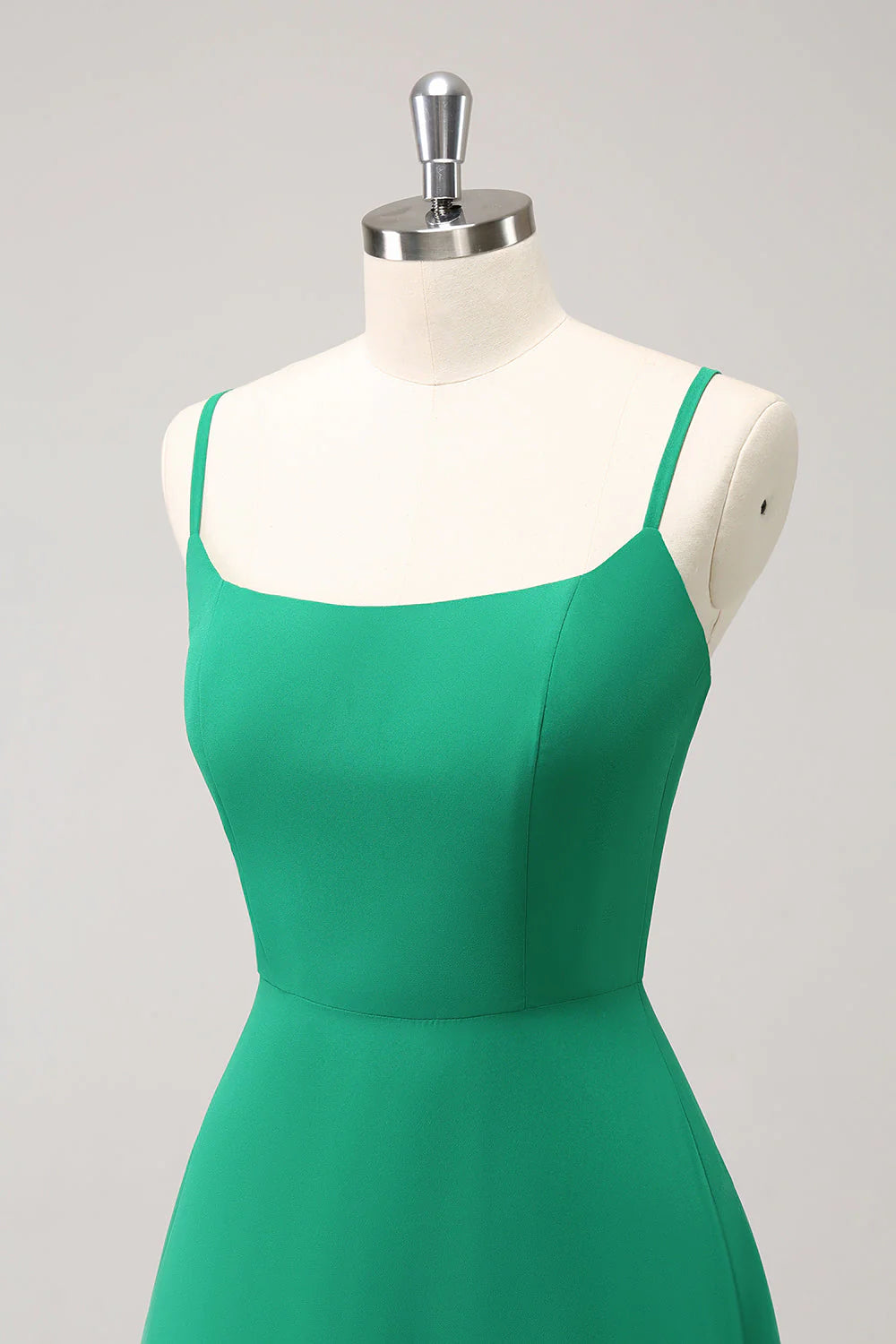 Elegant Green A Line Spaghetti Straps Bridesmaid Dress with Ruffle