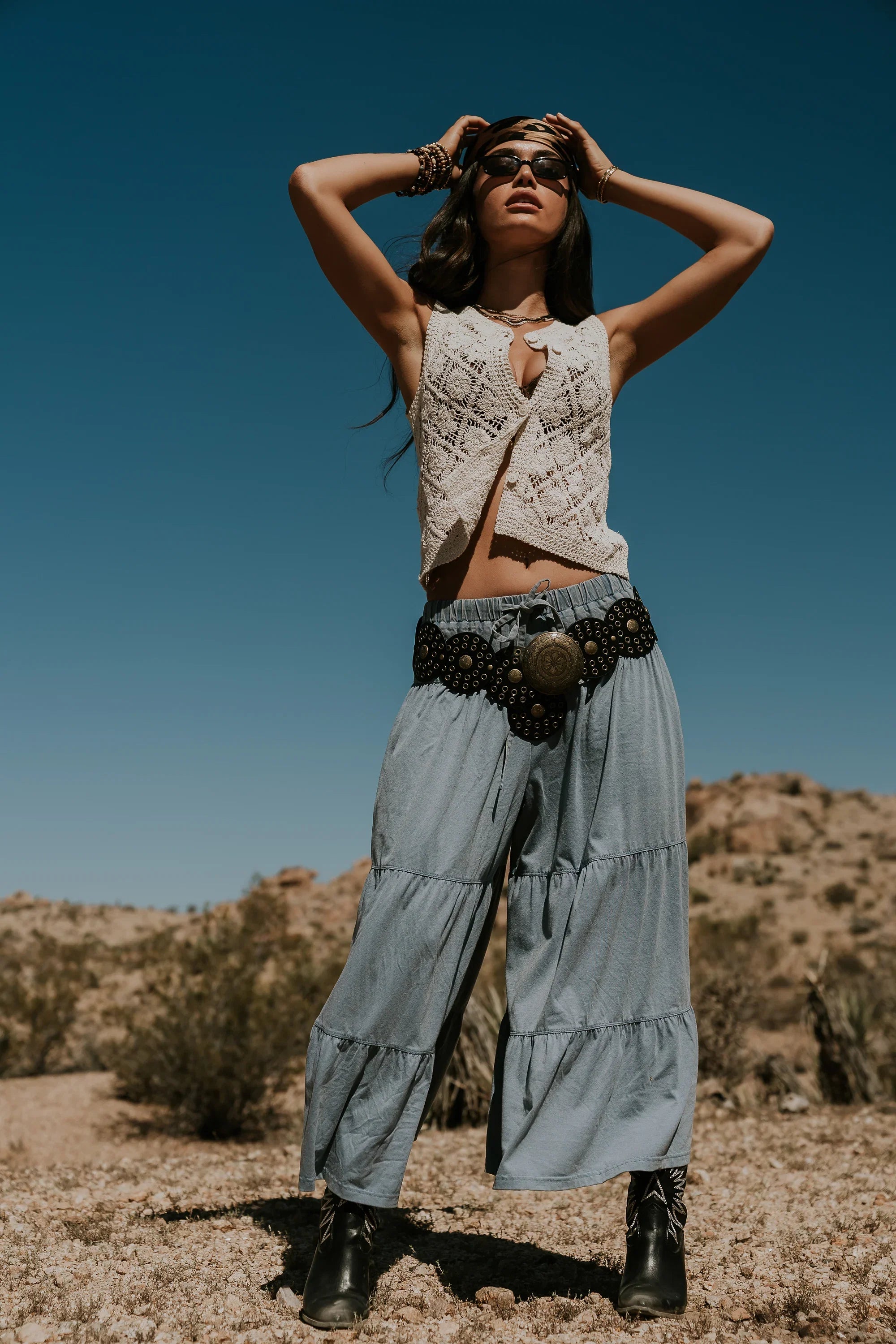 Asha Tiered Pants in Blue