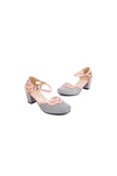 Stripe Polka Dots Buckled High Heel Shoes