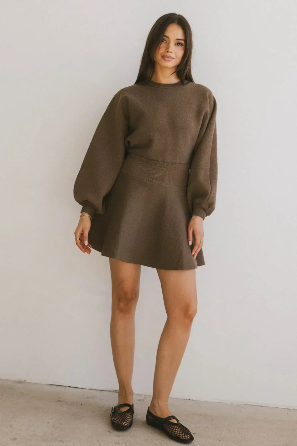 Dolores Knit Mini Dress in Mocha FINAL SALE