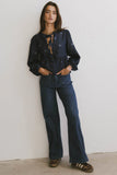Maggie Peplum Tie Blouse With Bow Detail FINAL SALE
