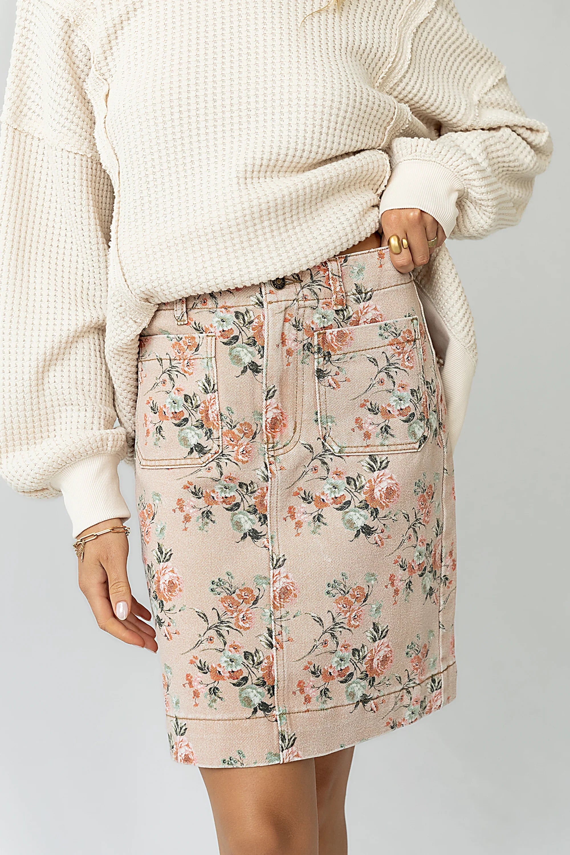 Juno Floral Mini Skirt in Clay FINAL SALE