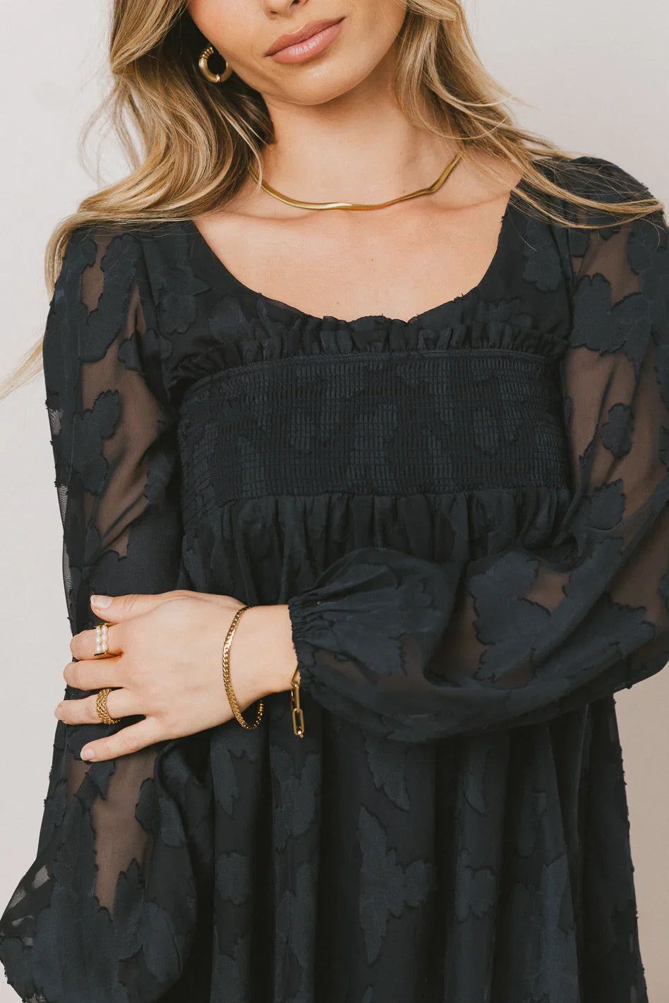 Miles Smocked Mini Dress in Navy FINAL SALE