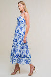 FLAHERTY BLUE WHITE MIDI DRESS