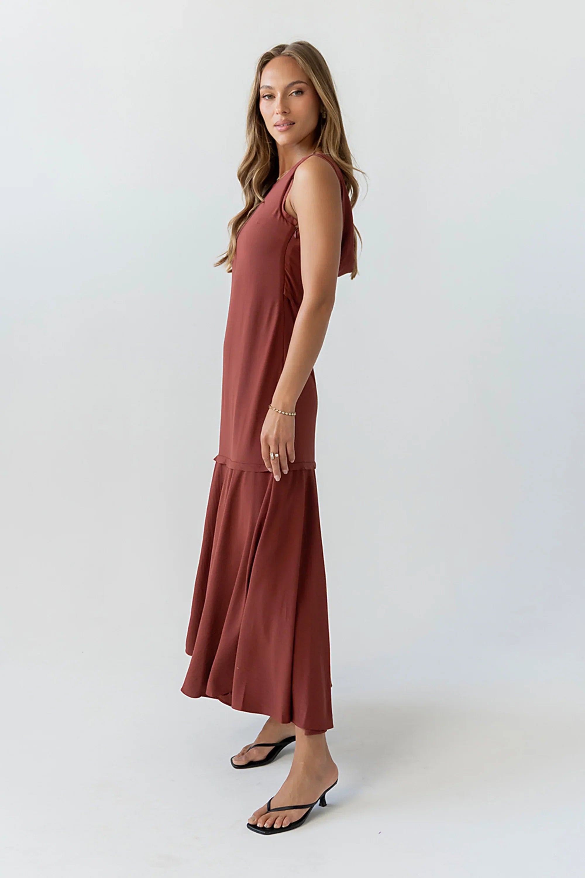 Marlon Maxi Dress in Red Brown
