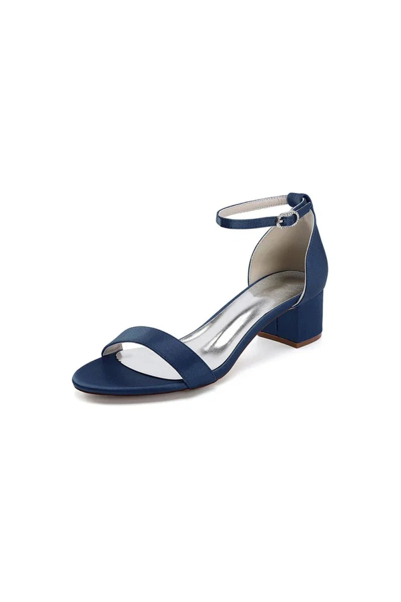 Simple Buckle Strap Open Toe Chunky Heels
