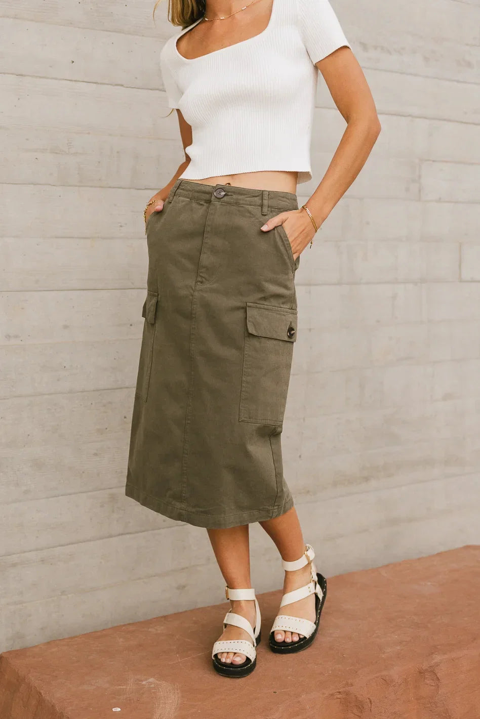Damon Cargo Skirt in Olive FINAL SALE