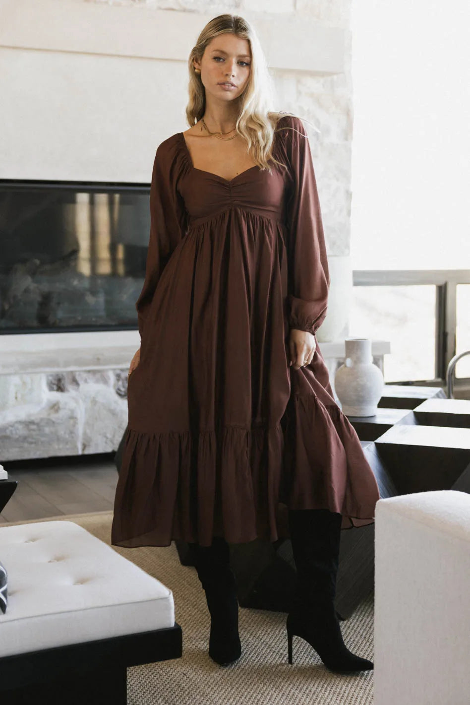 Rael Midi Dress in Brown FINAL SALE