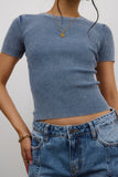 Rome Ribbed Top in Slate Blue