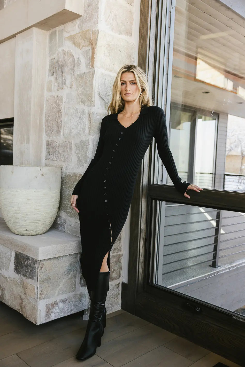 Larissa Ribbed Dress in Black FINAL SALE