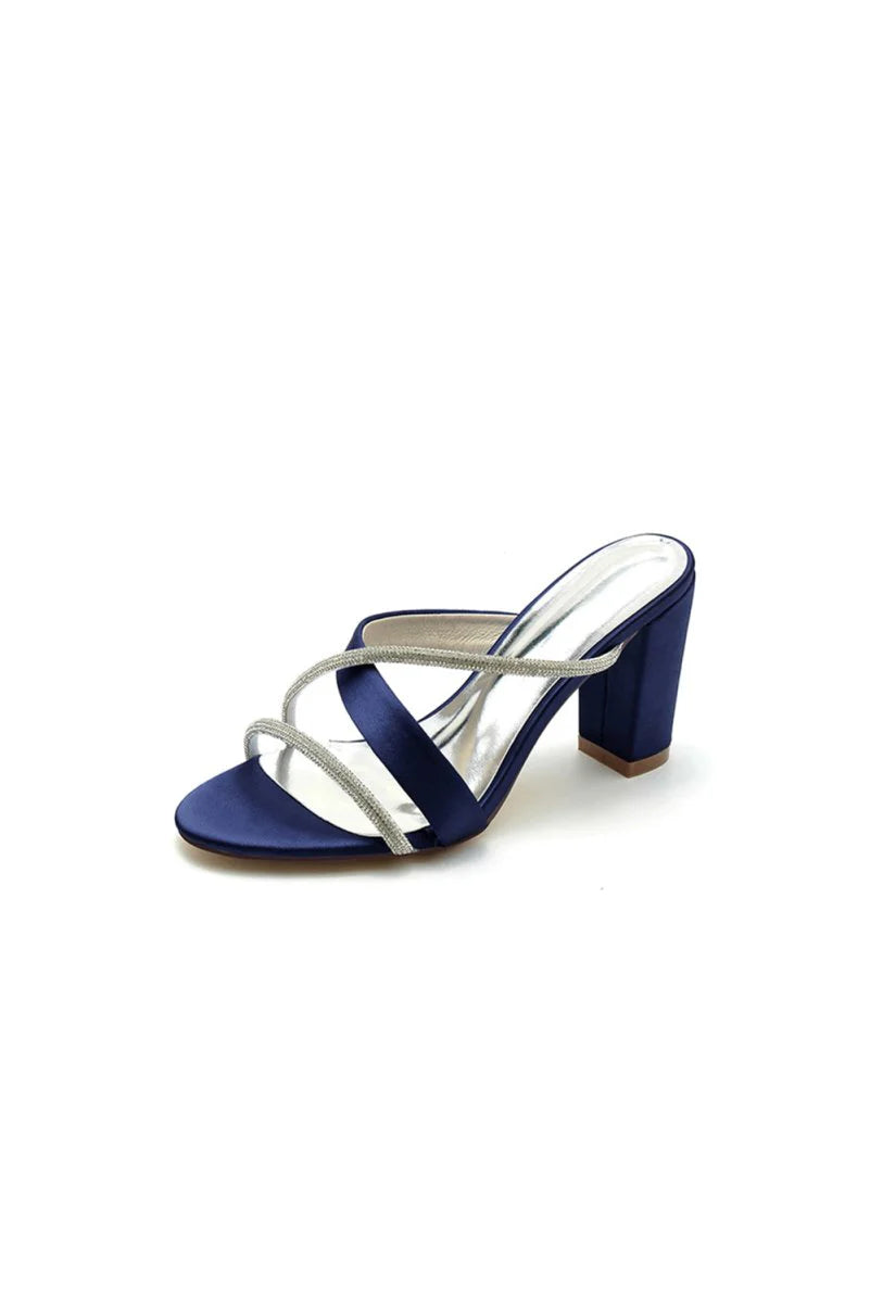 Royal Blue Satin High Heeled Sandals