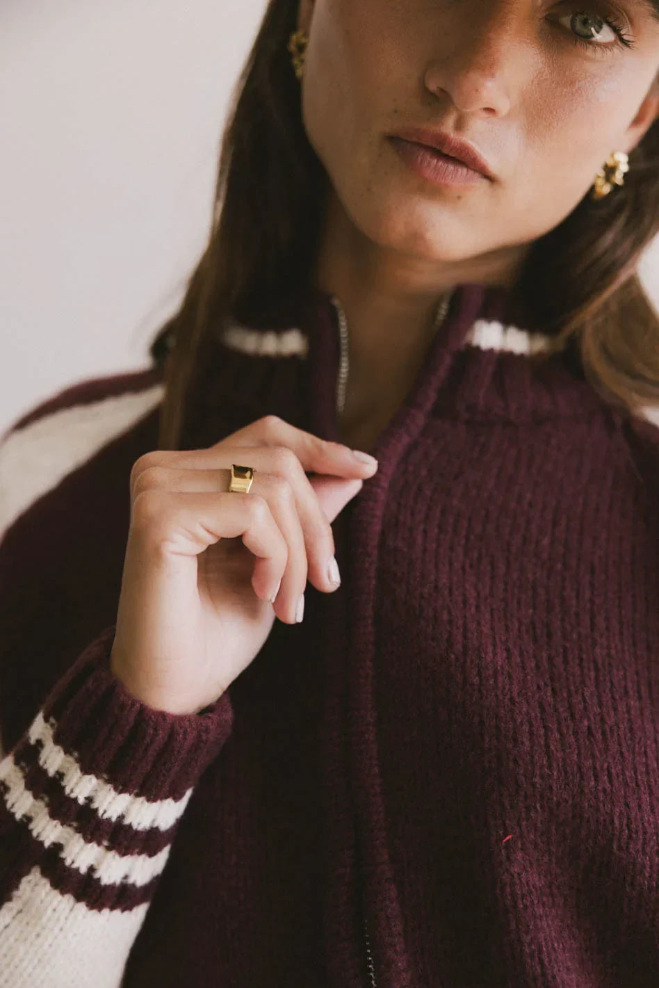 Sebastian Knit Jacket in Burgundy FINAL SALE