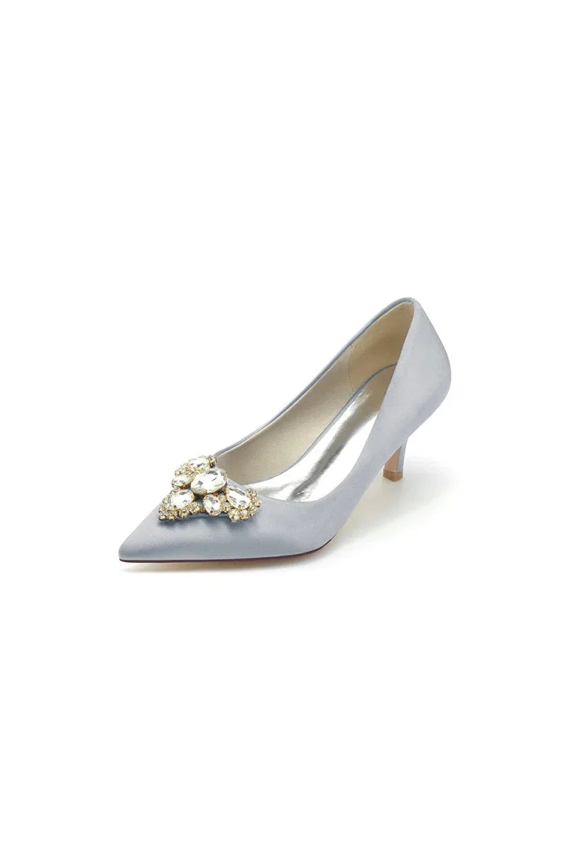 Pointed Toe Stiletto Heels with Rhinestone