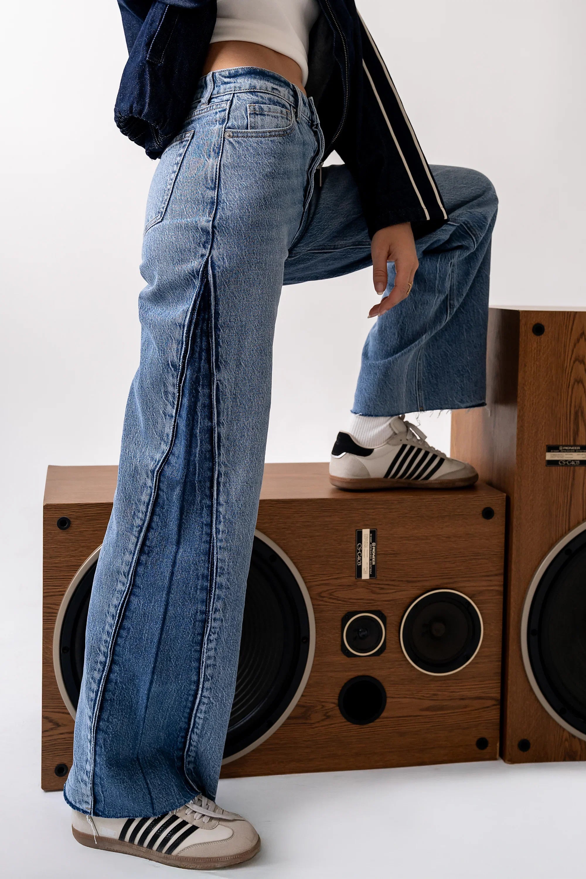 Sofia Contrast Wide Leg Jeans