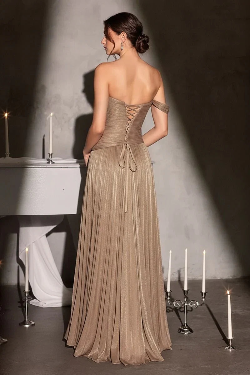 Britta Gown One Shoulder A line Shimmer Chiffon Dress