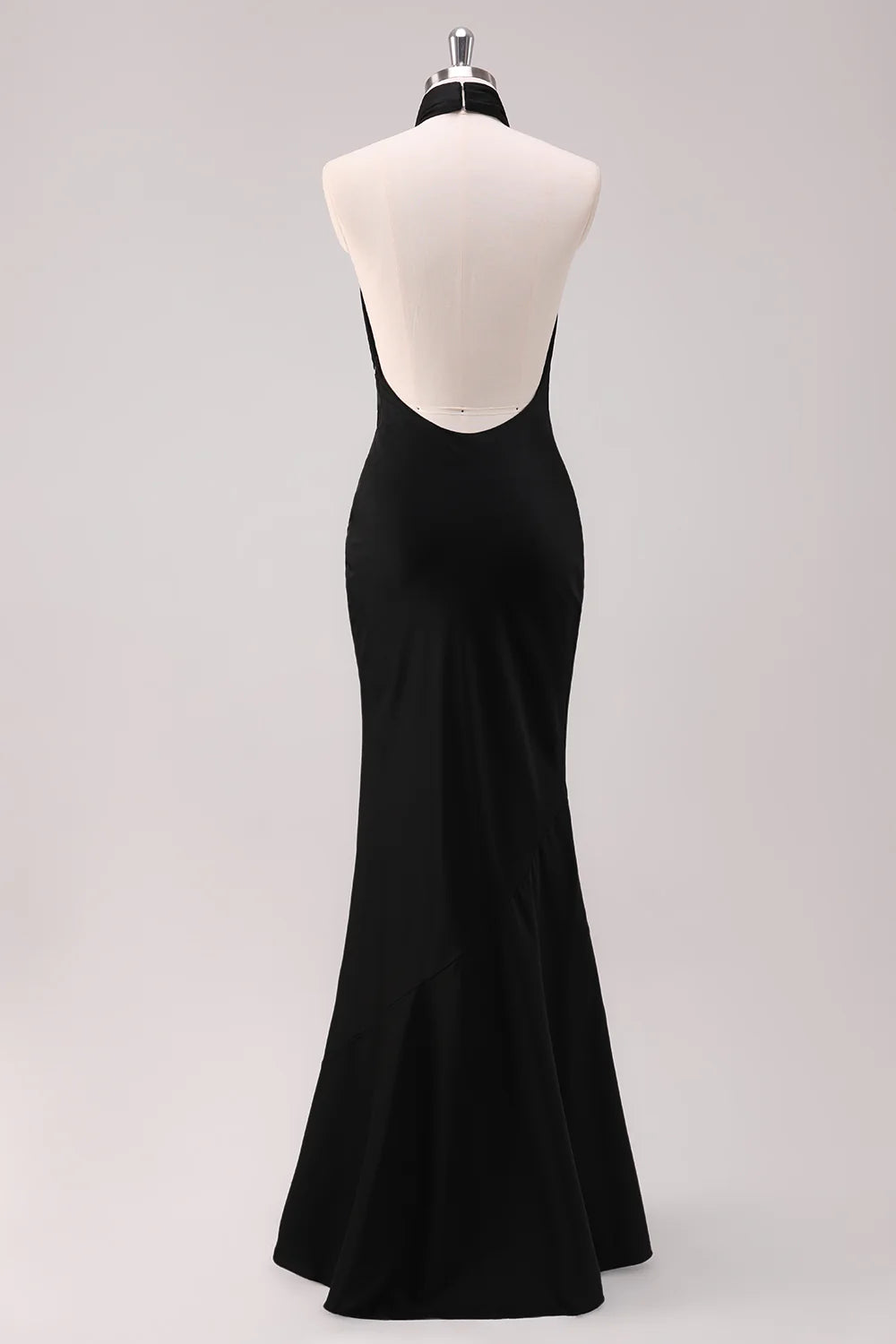 Terracotta Mermaid Halter Backless Floor Length Satin Bridesmaid Dress
