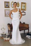 Danilynn Gown Off White One Shoulder Satin Mermaid Dress