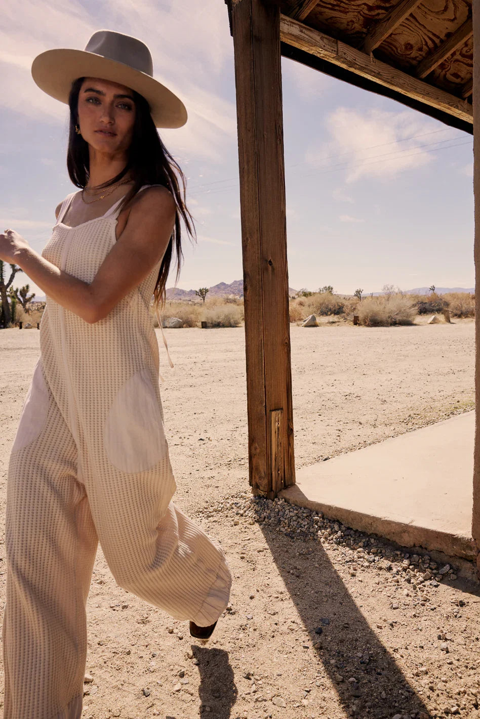 Addey Knit Overalls in Cream FINAL SALE