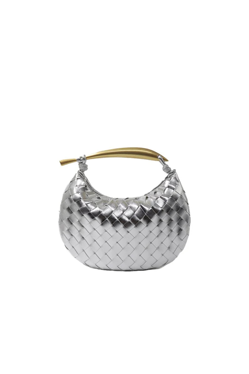 Womens Woven Dumpling Clutch Bag