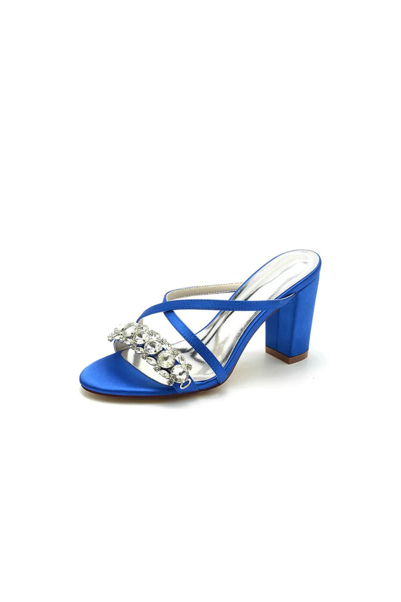 Sliver Open Toe Sandals with Rhinestone