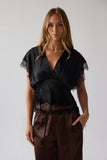 Chelsea Satin Blouse in Black FINAL SALE