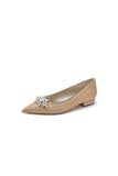 Pointed Toe Rhinestone Slip on Low Heels