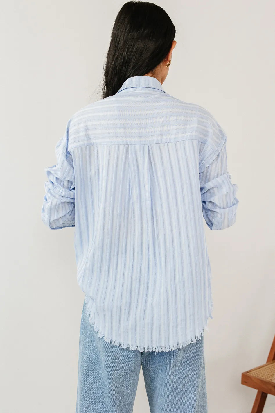Nyah Striped Button Up in Blue FINAL SALE