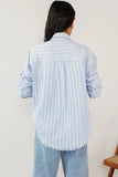 Nyah Striped Button Up in Blue FINAL SALE