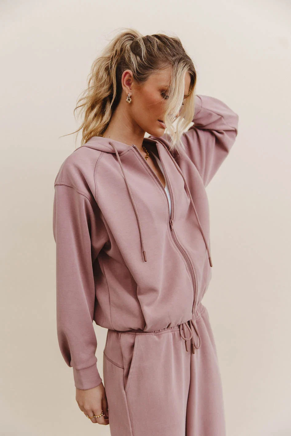 Balance Zip Up Hoodie in Mauve FINAL SALE