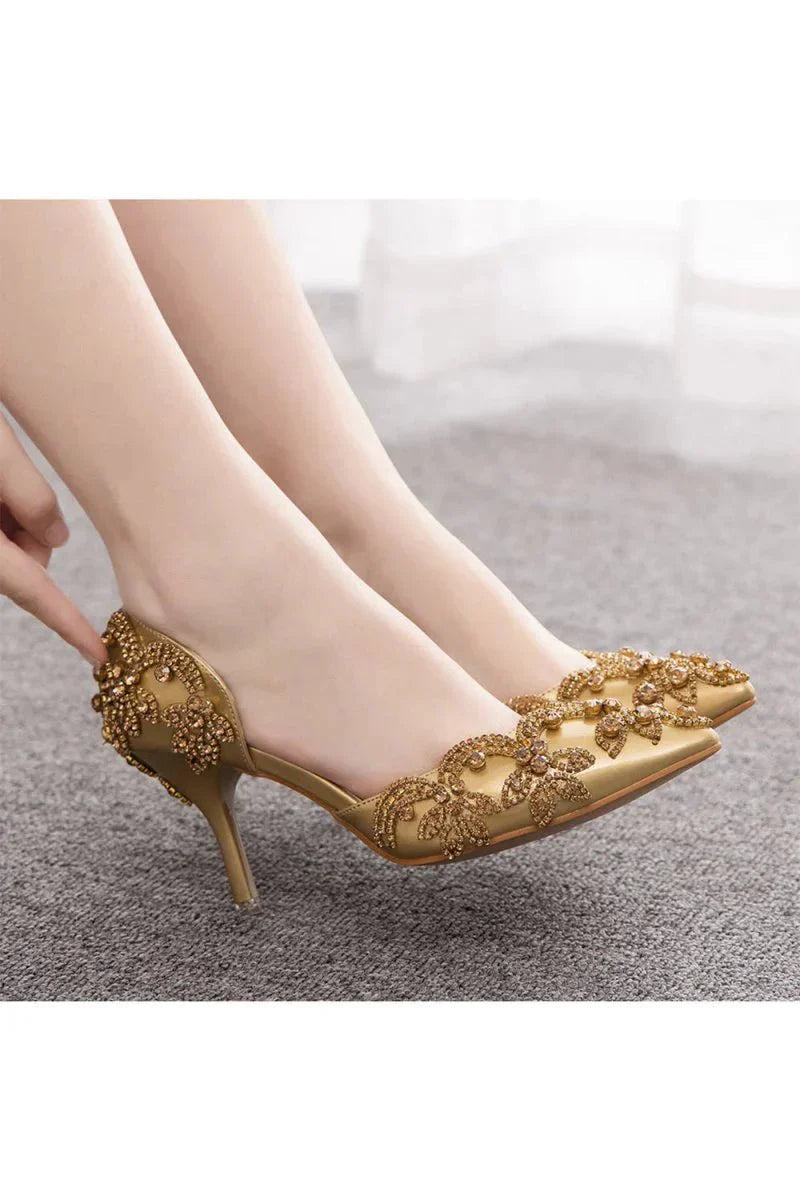 Womans Wedding Shoes Pointed Toe rhinestone Stiletto