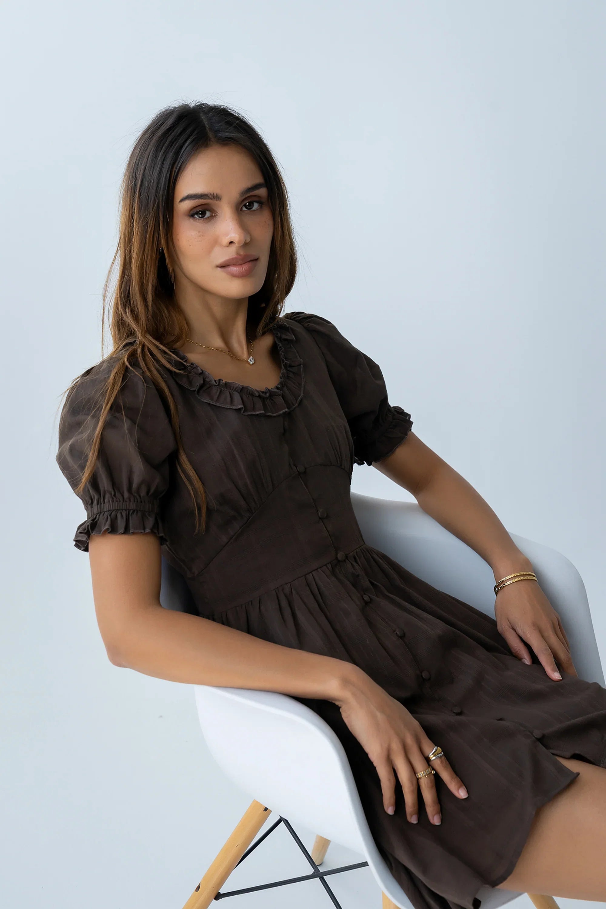 Jennie Mini Dress in Brown
