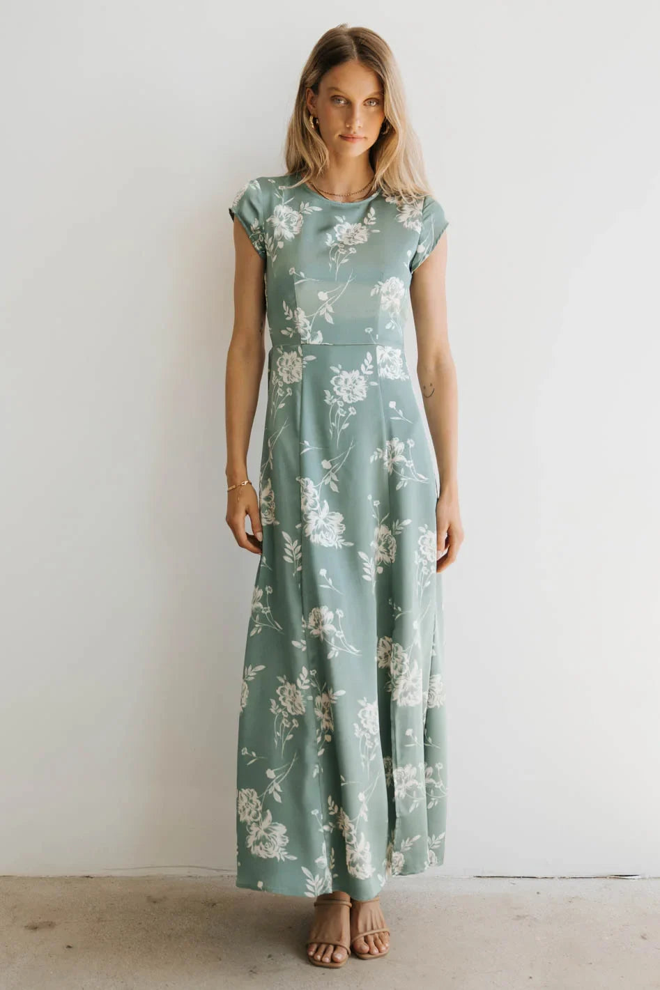 Daniella Floral Dress in Sage FINAL SALE