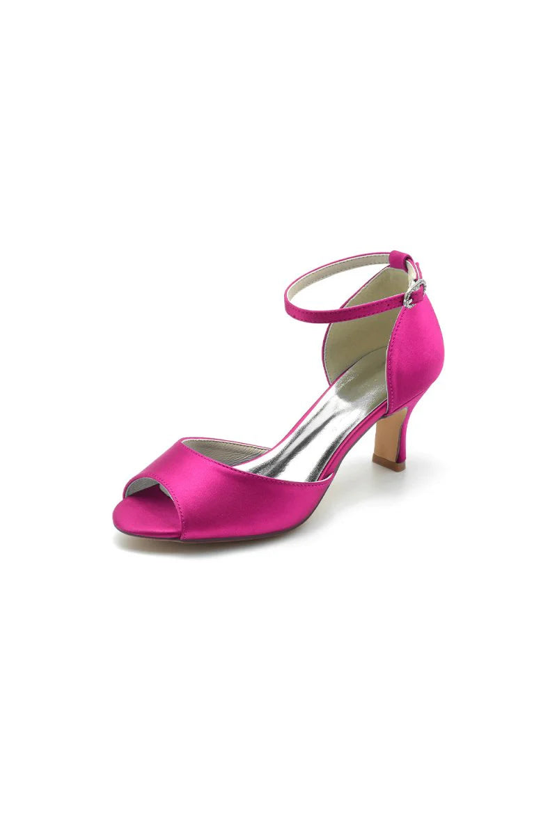 Peep Toe One strap Buckle Chunky Heel Pumps