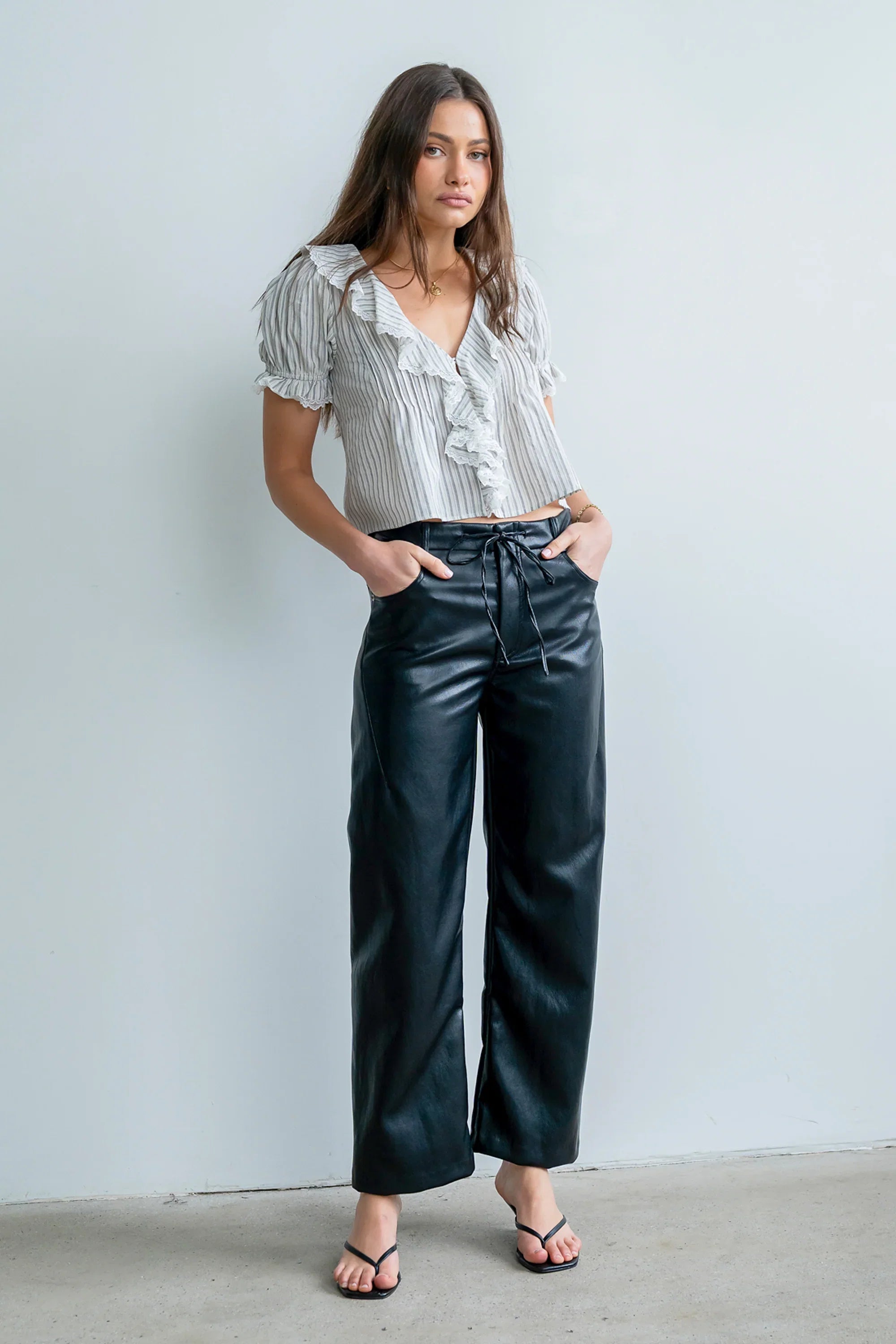 Priya Vegan Leather Wide Leg Pants FINAL SALE