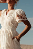 Isabeau Embroidered Maxi Dress in Cream FINAL SALE