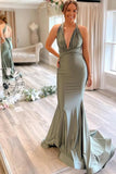 Light Green Convertible Satin Mermaid Prom Bridesmaid Dress