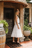 Minerva Tiered Midi Skirt in White FINAL SALE