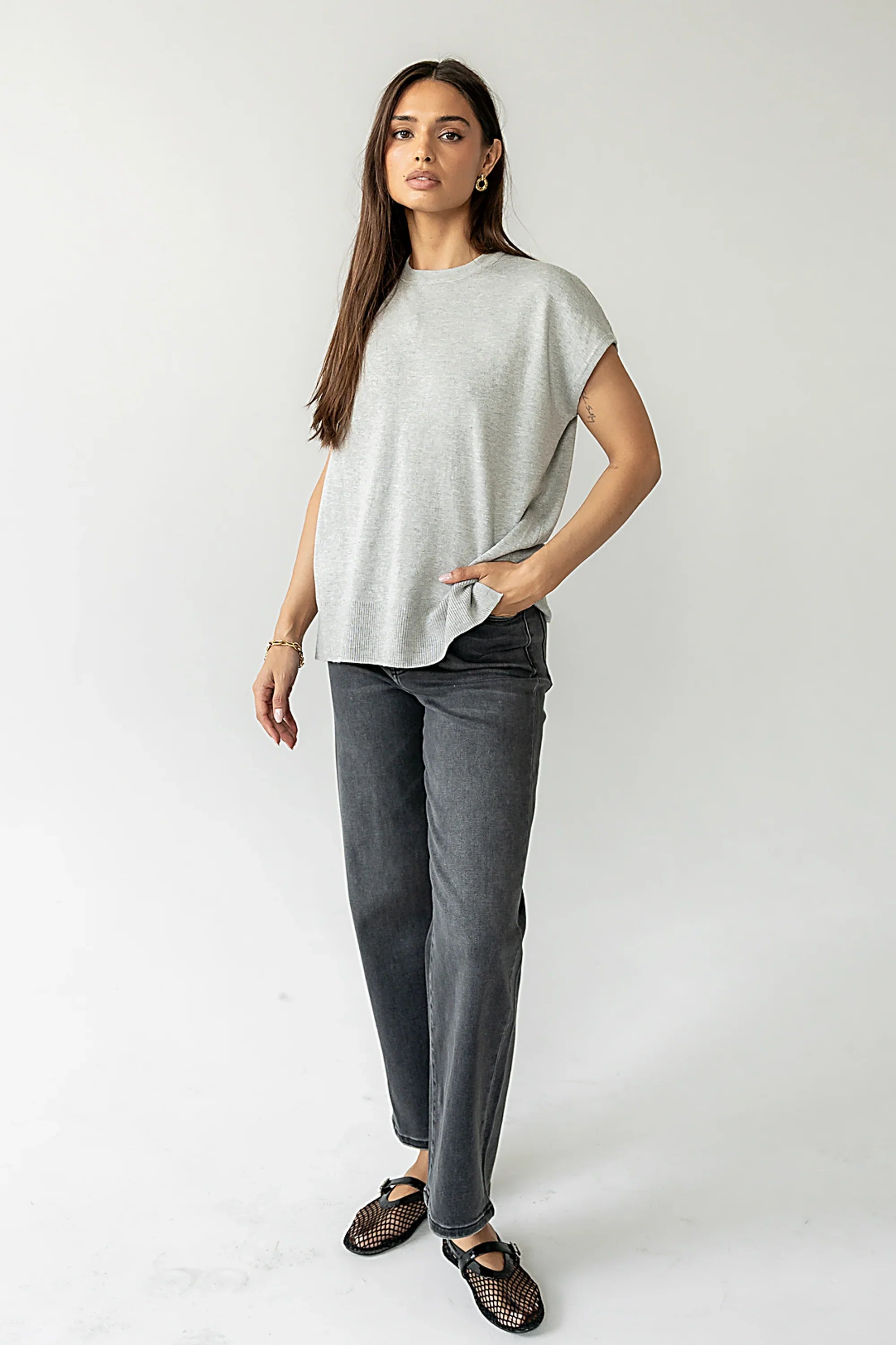 Jensen Knit Top in Grey FINAL SALE