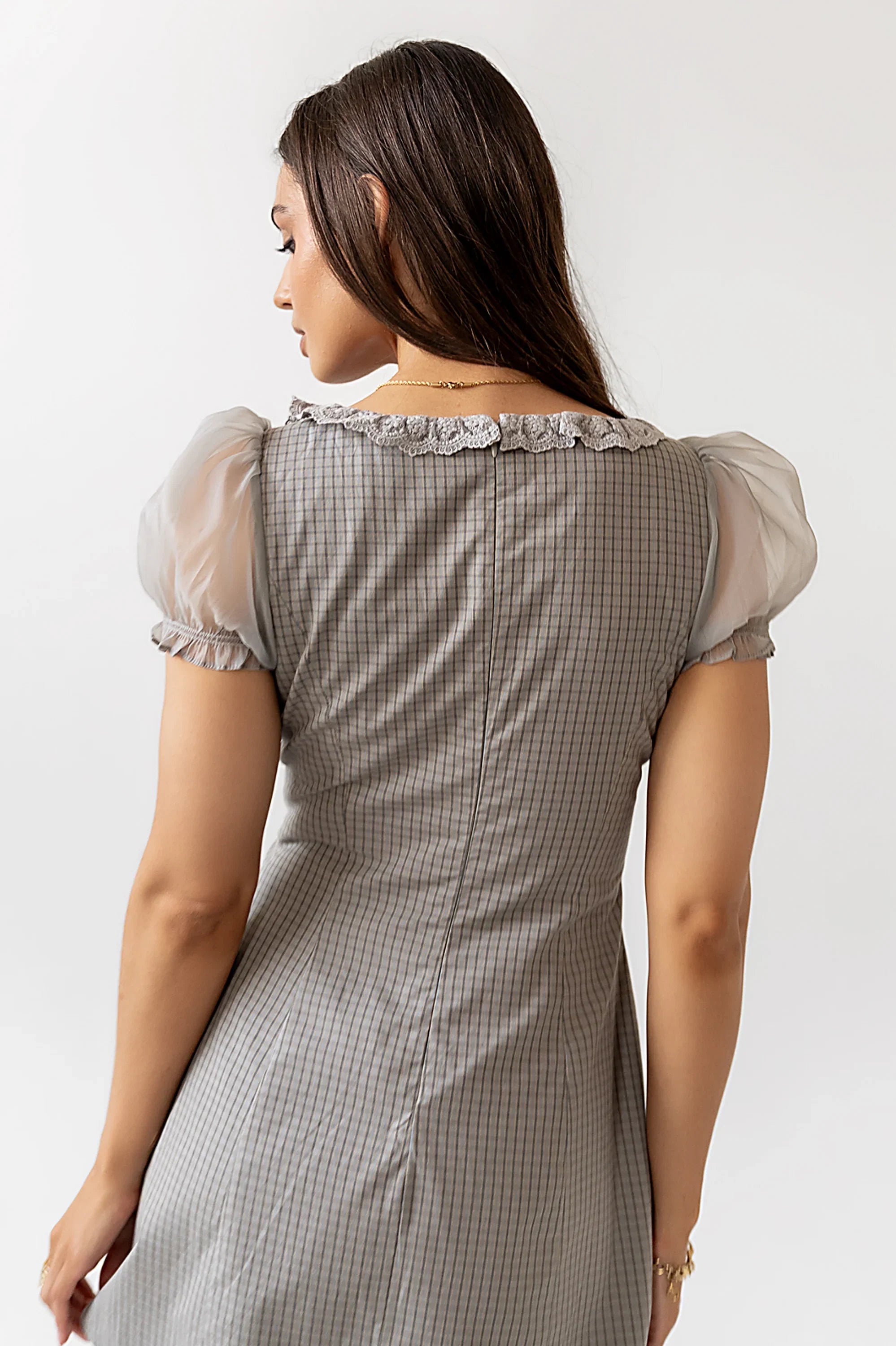 Alana Plaid Mini Dress in Sage