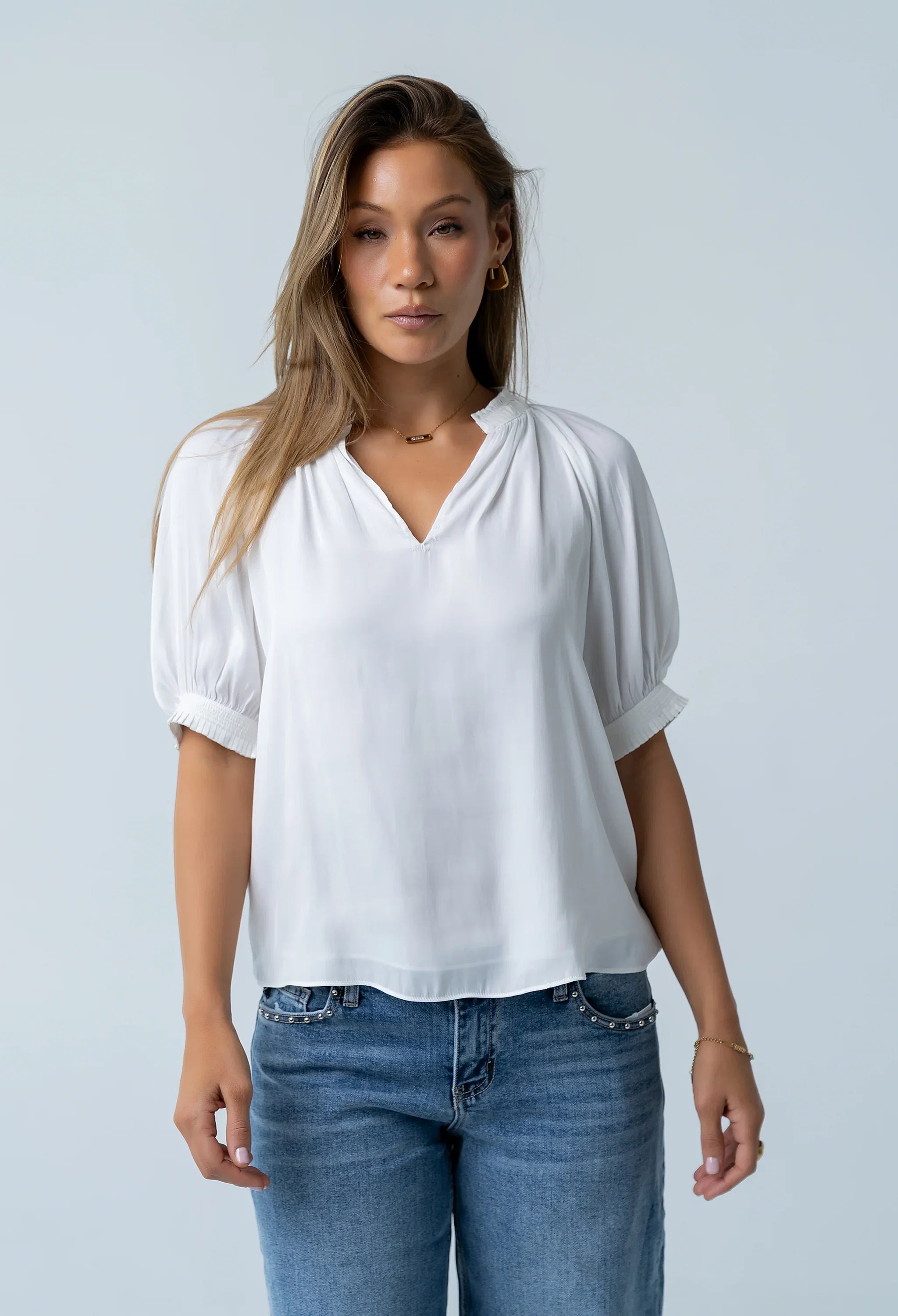 Gareth Pleated Blouse in White