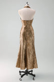 Golden Mermaid Halter Neck Midi Cocktail Dress