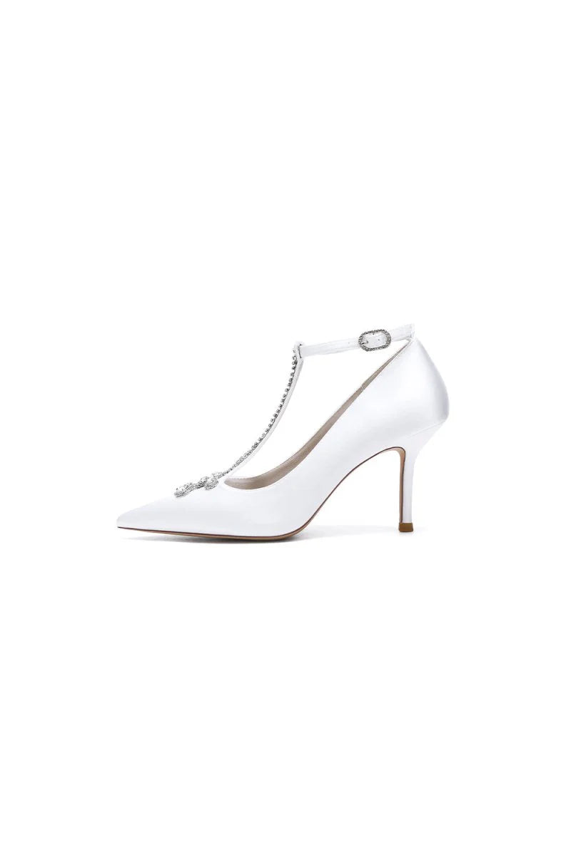 Party Pointed Toe Crystal Strap High Heels Shoes