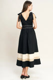 FOREST CHARM BLACK CREAM MIDI DRESS