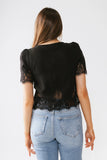 Angel Lace Trim Blouse in Black FINAL SALE