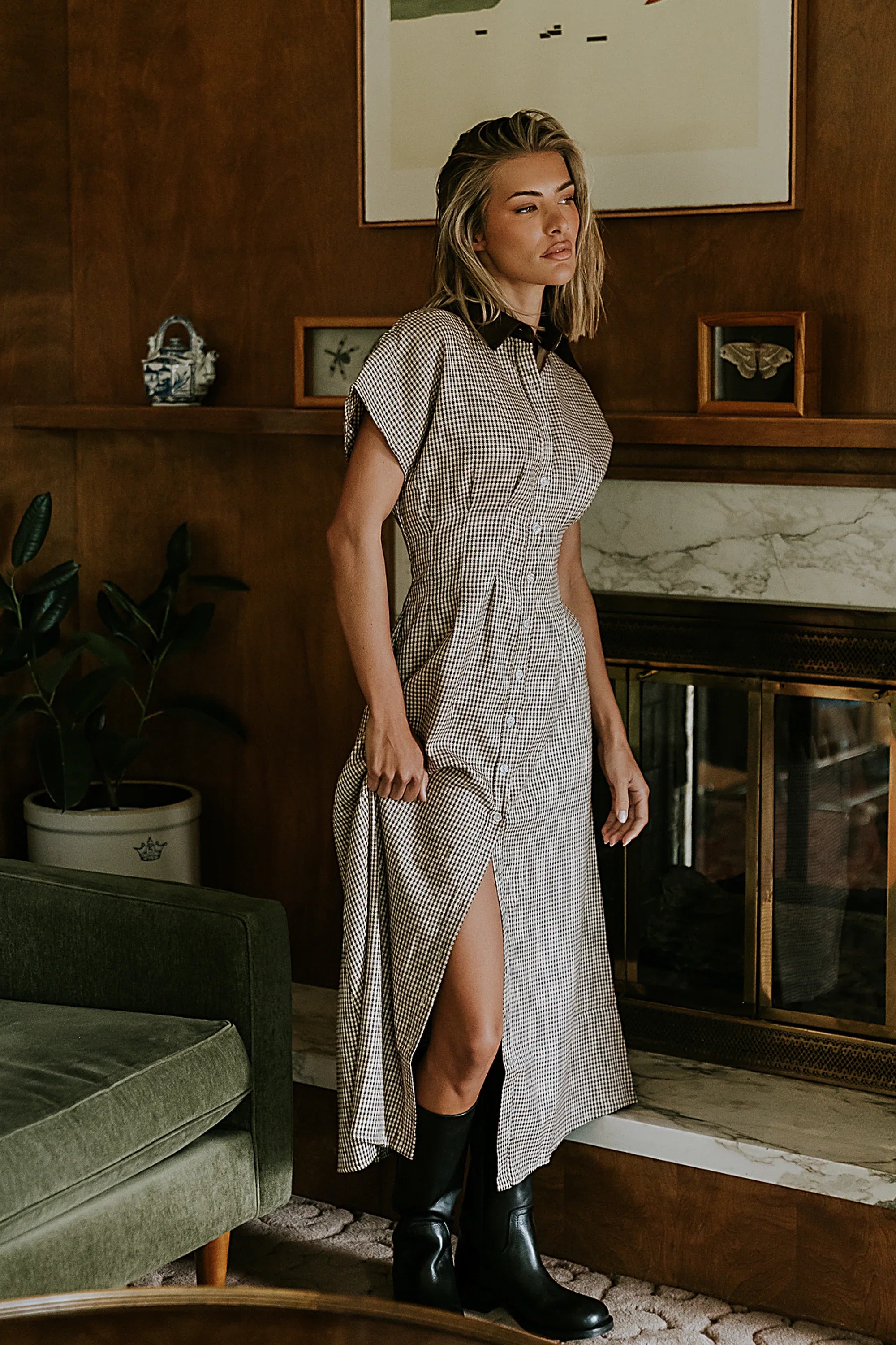 Andie Houndstooth Maxi Dress FINAL SALE