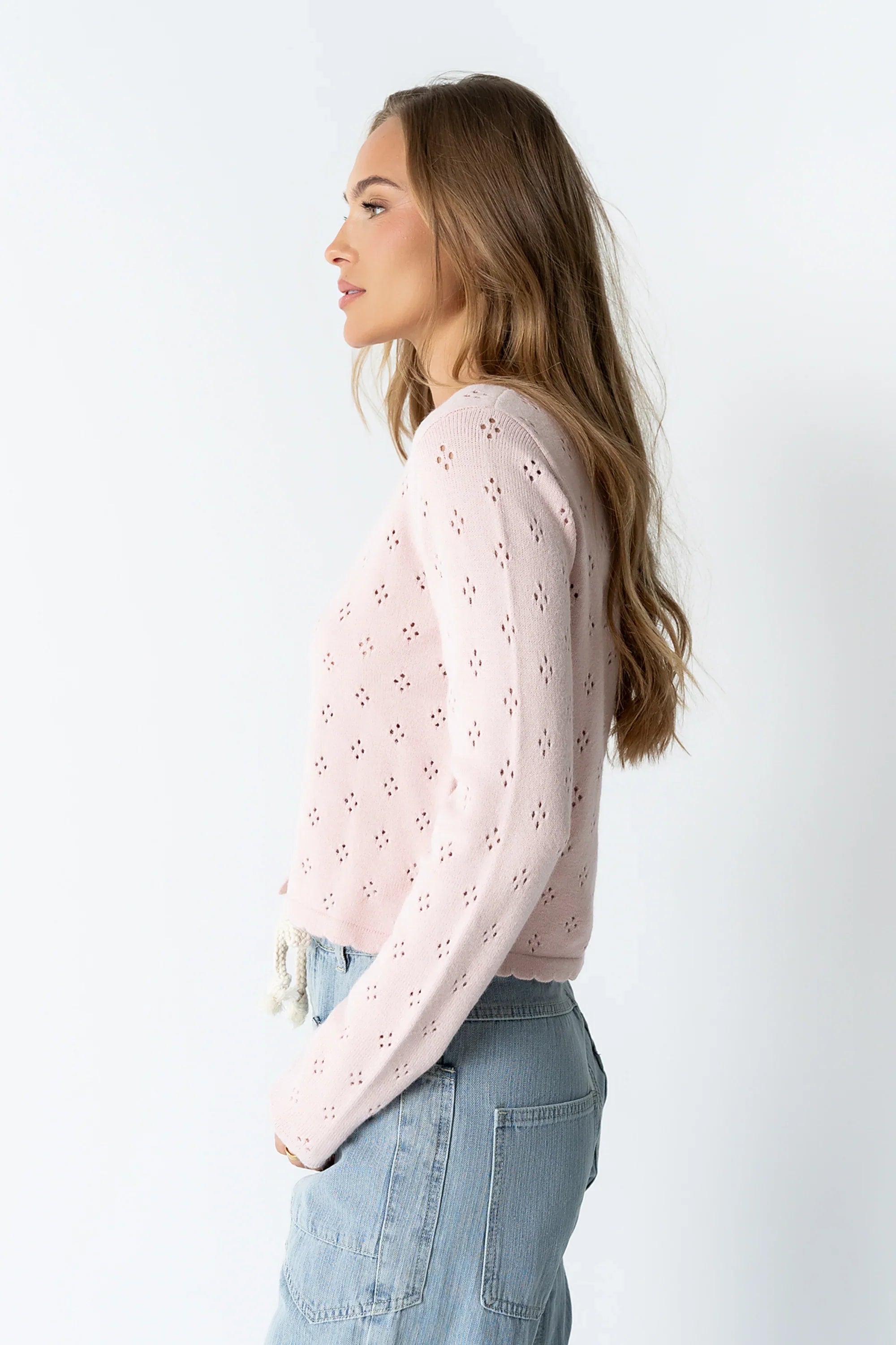 Kandy Scalloped Sweater in Pink