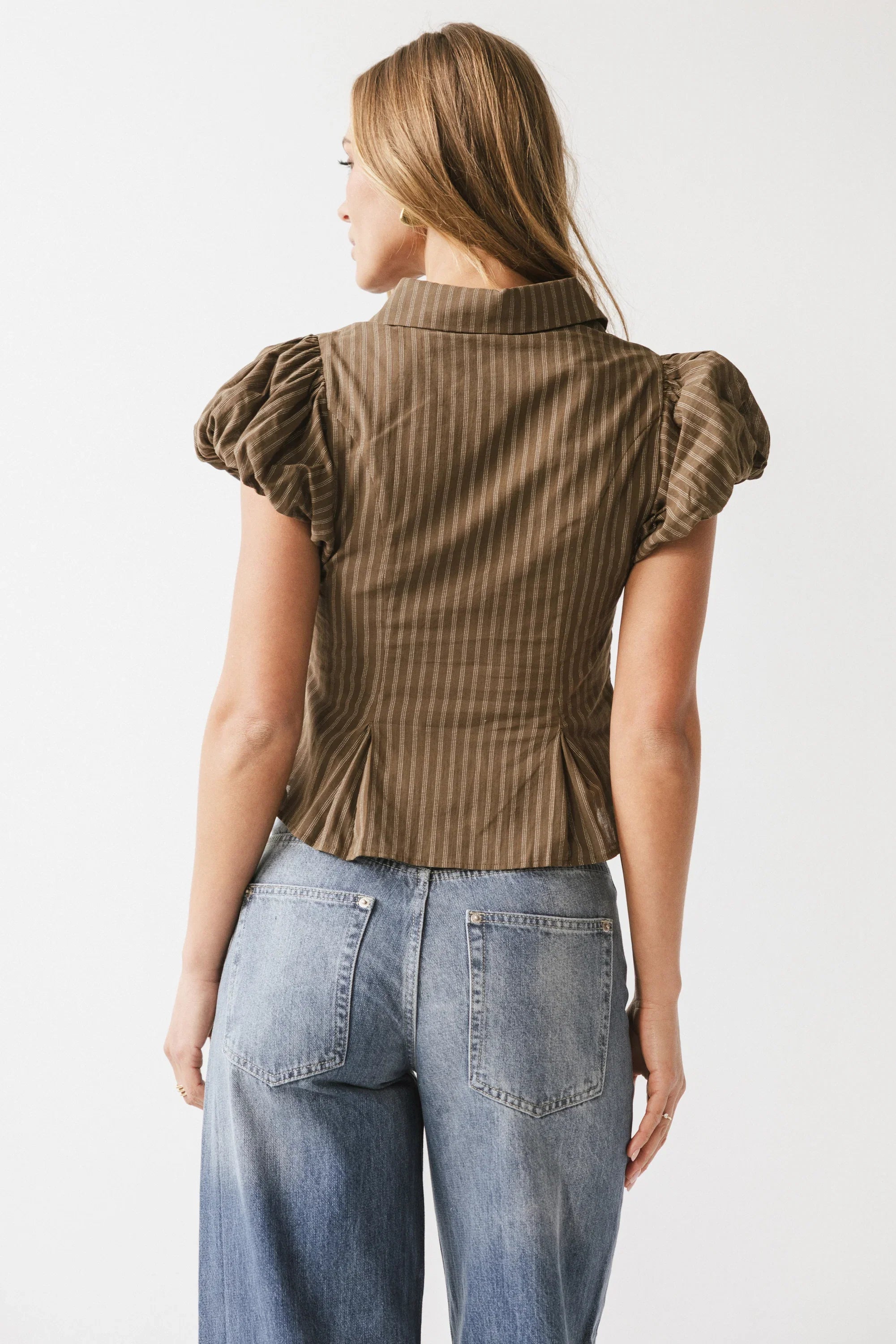 Lizette Pleated Blouse in Brown