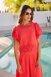 Molly Embroidered Top in Red