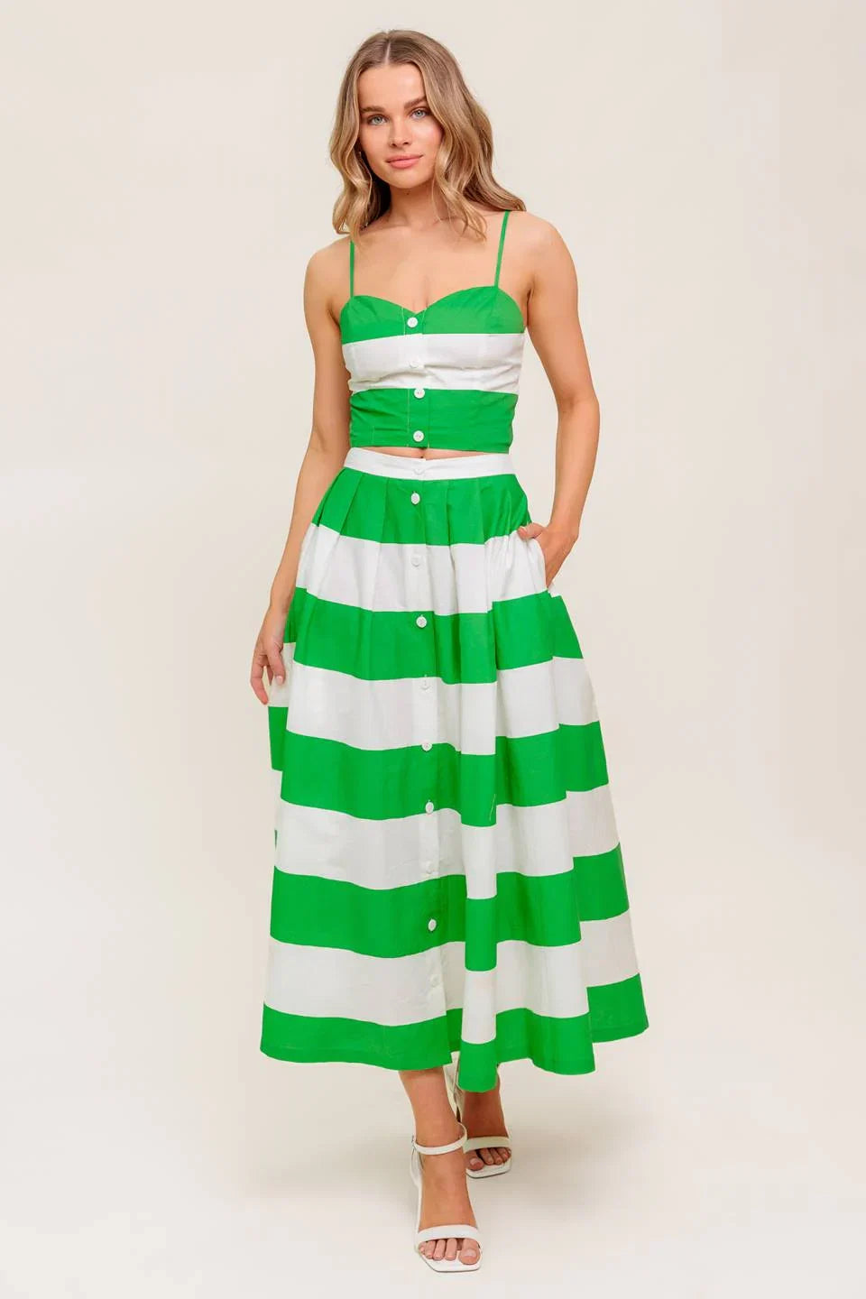 ENDLESS FLAIR TOP SKIRT SET GREEN